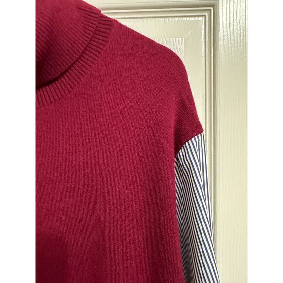 DEREK LAM 10 CROSBY‎ Corinne Mix Media Turtleneck Sweater burgundy XXXL NEW $395 - Picture 3 of 8